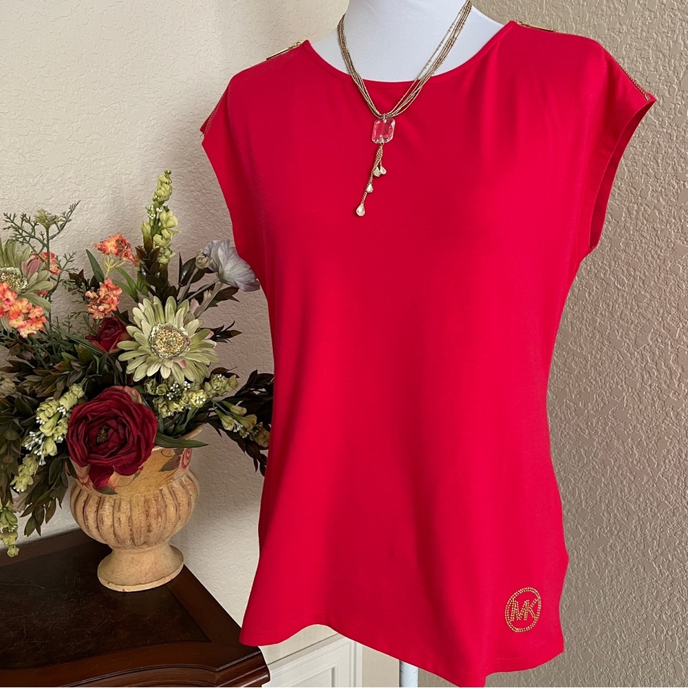 MIchael Kors ZIP Shoulder Cap Sleeve Top